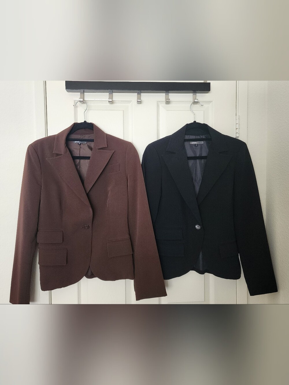 Classic Women's Single-Button Black & Brown Blazers Duo